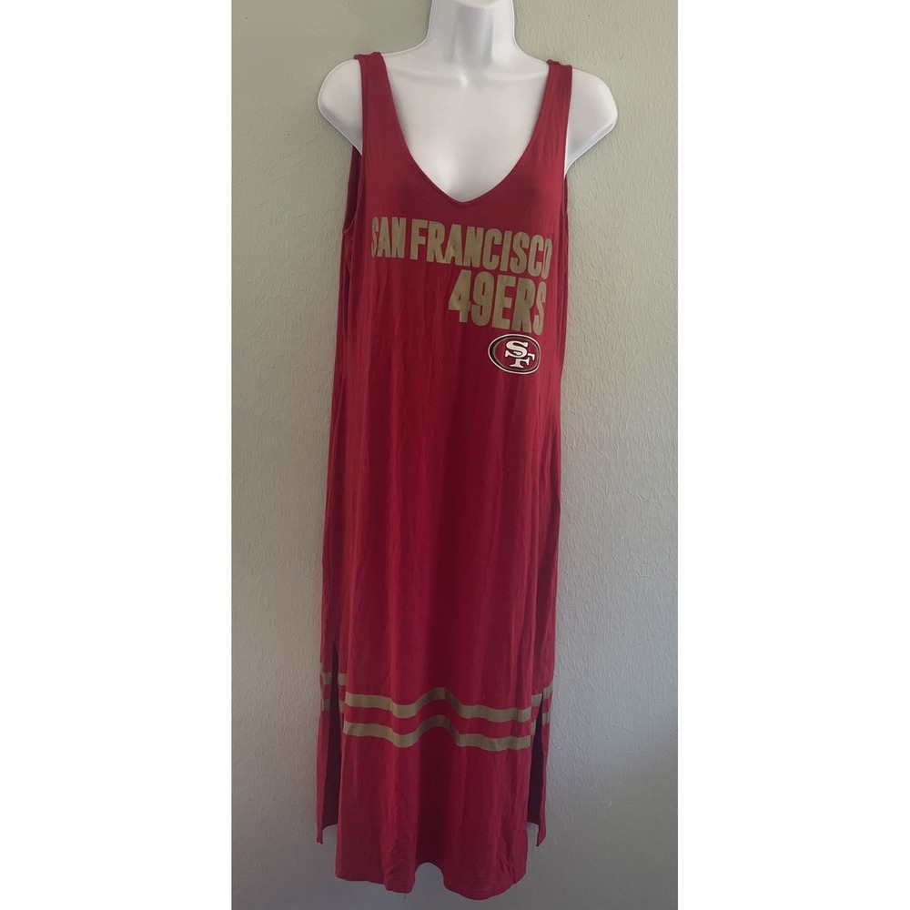Vintage 49er Football Team Nightgown Nighty Dress Sleeveless Tank Long Stretch L